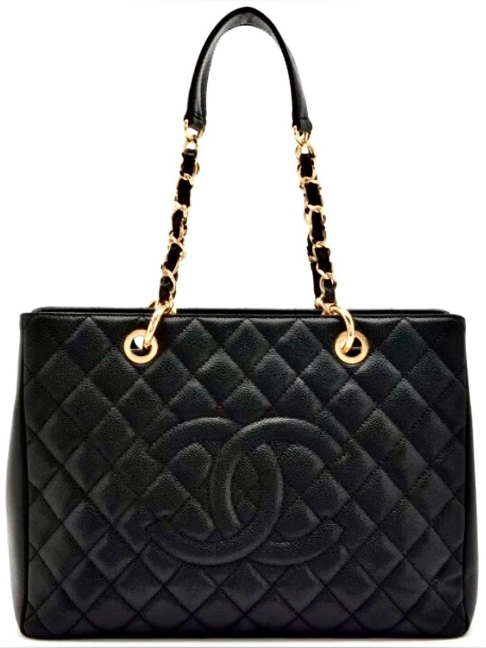 CC cowhide leather shoulder bag tote